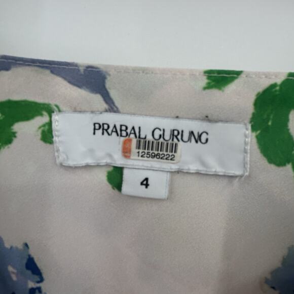 Prabal Gurung x RTR Dress Womens Size 4 Collective Floral Side Ruffle Midi Ivory - Picture 6 of 15